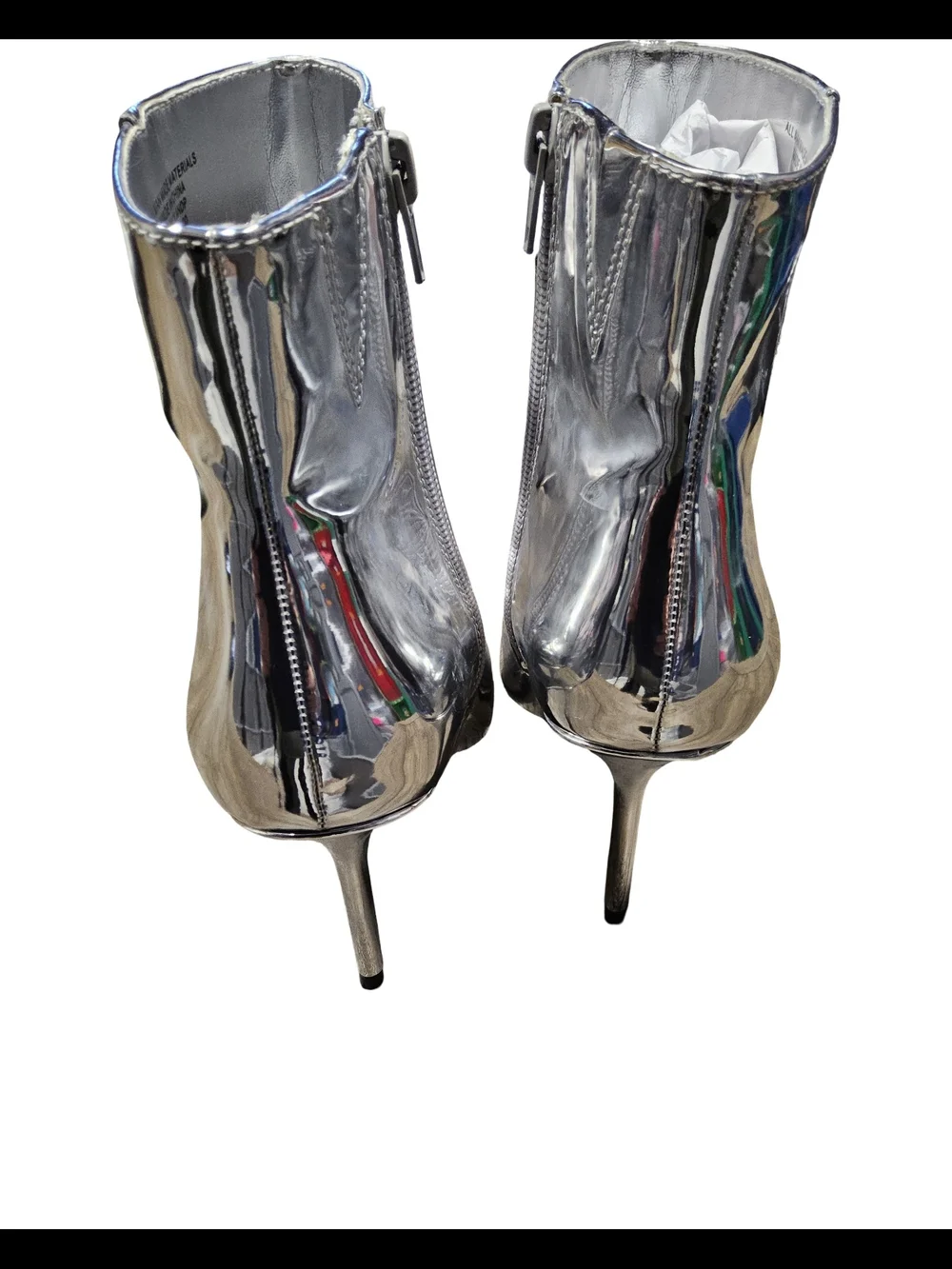 Customer Retuen INC  Metallic Silver Holand Pointed Toe Stiletto Ankle Boots 5.5